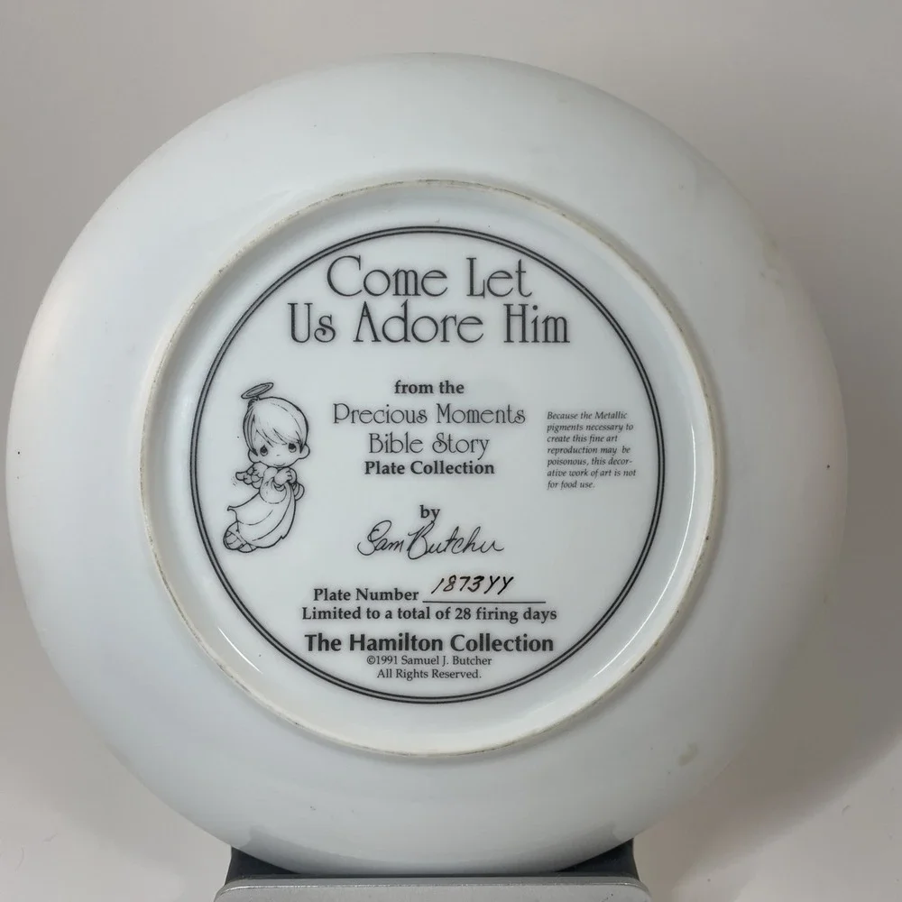 Precious Moments nativity Plate COME LET US ADORE HIM‎ Bible Story Christmas